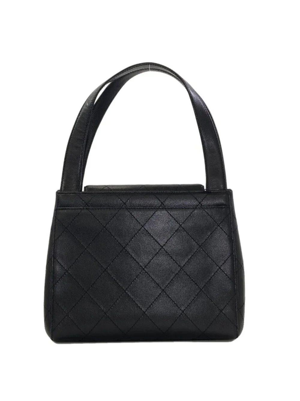 Chanel CC Logo Quilted Handbag Grained Calfskin